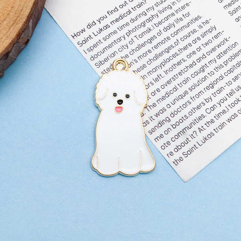 Wholesale Cartoon Japanese Cute Puppy Dog Drip Oil Alloy Necklace Bracelet Pendant